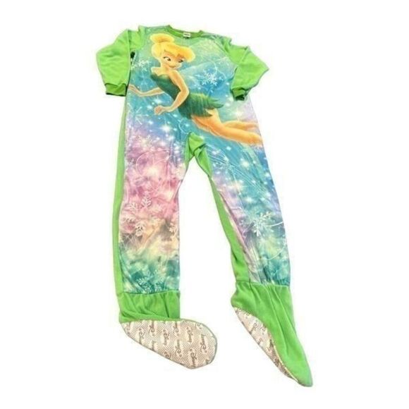 Disney Fairies Tinkerbell Footed Blanket Sleeper Pajamas Pjs Green Large - Picture 8 of 10